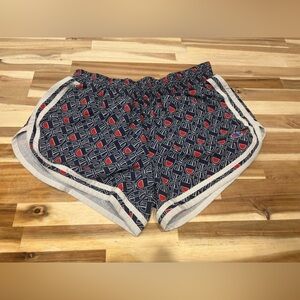 Champion Navy and Red Graphic Women's Athletic Shorts